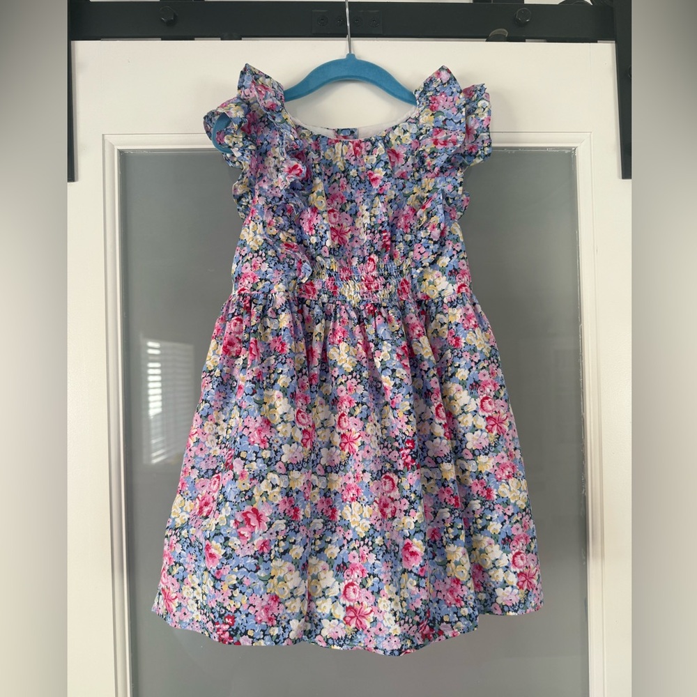 Janie and Jack Blue Floral Ruffle-Sleeve Dress